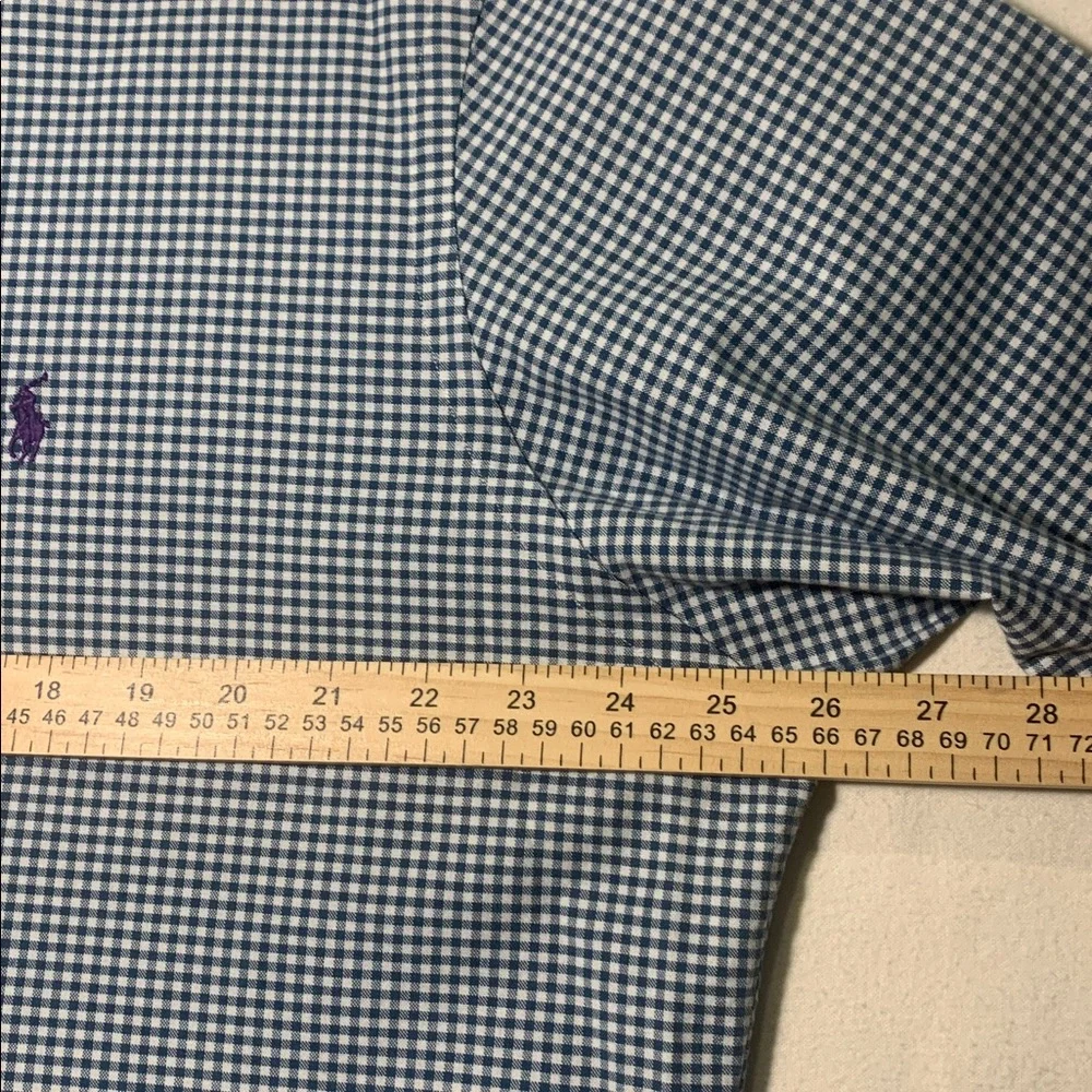 POLO Ralph‎ Lauren Men's Slim Fit Oxford Gr/Blue White Check w Purple Pony XXL